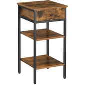 Szafka nocna stolik 35x35x70 rustykalny brąz loft z szufladą i półkami