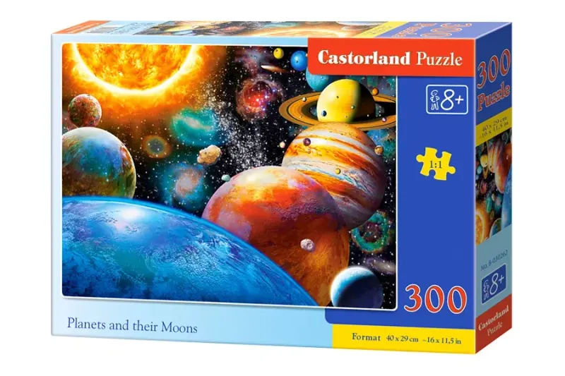Puzzle 300 elementów. Planety i ich księżyc zdjęcie 1