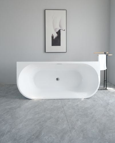 Wanna Pari 170 x 75 x 58 cm wolnostojąca przyścienna w prążki biała z przelewem na Arena.pl