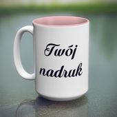 Duży kubek XXL z różowym wnętrzem z Twoim nadrukiem