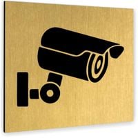 Tabliczka MONITORING KAMERA Tablica nierdzewna PIKTOGRAM ALUMINIUM ZŁOTA