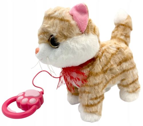 Kotek na smyczy interaktywny kot pluszowy chodzący kotek na baterie rudy sm na Arena.pl