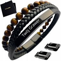 Bransoletka męska REGULOWANA 20-23CM TYGRYSIE OKO SKÓRA JAKOŚĆ VERSATILE