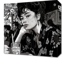 Obraz 40x40cm Czarne Kimono