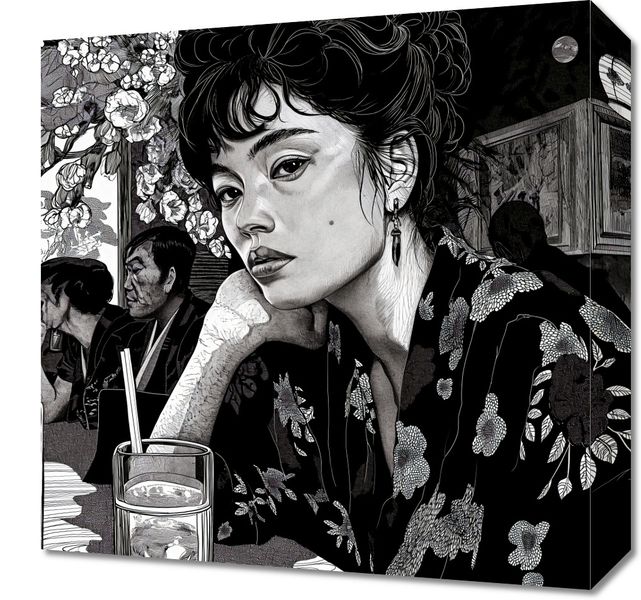 Obraz 40x40cm Czarne Kimono zdjęcie 1