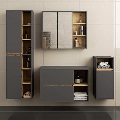 SZAFKA ŁAZIENKOWA POD UMYWALKĘ Z OTWORAMI VAMI W90 UM 2SZ 2P GRAFIT SZARY na Arena.pl