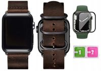 PASEK SKÓRZANY DO APPLE WATCH SE/45/44/42mm +SZKŁO