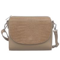 VERA PELLE torebka damska skórzana listonoszka kroko z paskiem V604 beżowa