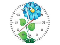 30X30CM ZEGAR DUŻY NIEBIESKI KWIAT OBRAZ DREWNO