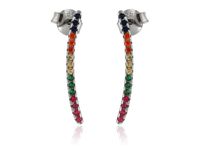 RODOWANE SREBRNE PODŁUŻNE KOLCZYKI CYRKONIE KLOR