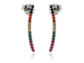 RODOWANE SREBRNE PODŁUŻNE KOLCZYKI CYRKONIE KLOR