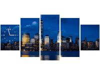 70CM 150CM ZEGAR 5 ELEM NOWY JORK RZEKĄ HUDSON DRUK OBRAZ