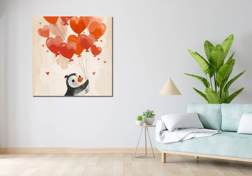 Obraz 100x100cm Pingwinek z Balonami na Arena.pl