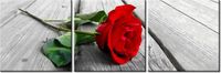 60 90CM OBRAZ 3 ELEM RÓŻA DESKACH ŚCIENNY DRUK PŁÓTNO