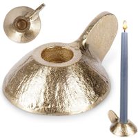 Świecznik Metalowy Złoty Stojak Podstawka Świeczkę na Stół z Uchwytem