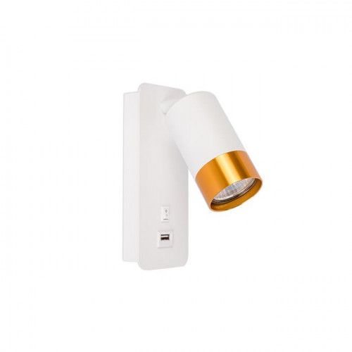 KINKIET KLEMENS BIAŁO ZŁOTY USB LED GU10 ALUMINIUM IP20 na Arena.pl