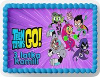 PROSTOKĄTNY OPŁATEK NA TORT A4 20x29CM - TEEN TITANS + IMIĘ