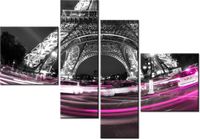 100 70CM OBRAZ 4 ELEM KOLOROWO WIEŻĄ DRUK PŁÓTNO RAMA