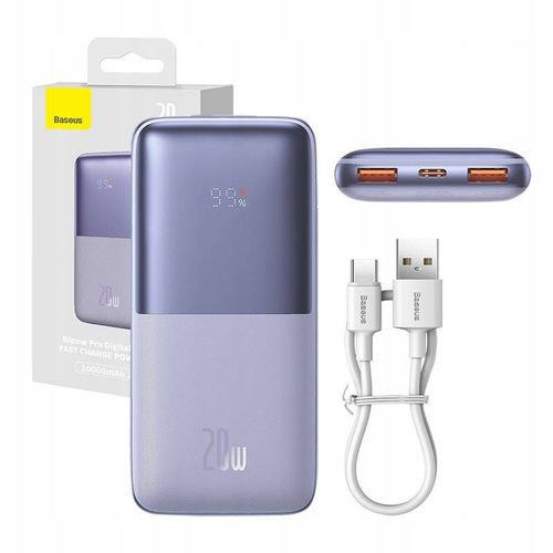 BASEUS POWER BANK PODRÓŻNY 10000 MAH 2X USB USB-C QC 3.0 20W Z KABLEM USB na Arena.pl
