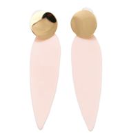 Długie kolczyki jasne różowe lekkie akrylowe płatek okrągłe sztyfty