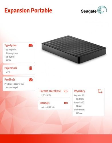 Seagate Expansion 4TB 2,5 USB3.0 STEA4000400 na Arena.pl