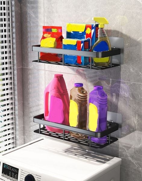 PÓŁKA ŁAZIENKOWA WISZĄCA POD PRYSZNIC 2 SZT LOFT CZARNA zdjęcie 10