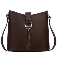 VERA PELLE torebka skórzana listonoszka z paskiem V372 c.brązowa