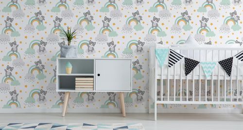 Tapeta Dla Dzieci - Kotki, Chmurki, Gwiazdki na Arena.pl