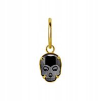 Charms - czarna czaszka - złoty - 24K GOLD PVD