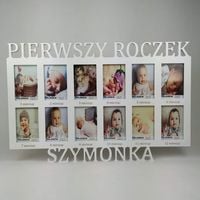 Multiramka ramka na zdjęcia Pierwszy roczek imię 12 zdjęć 10x15 grawer