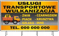BANER REKLAMOWY 130x80cm duży wybór wzorów USŁUGI TRANSPORTOWE WULKANIZACJA