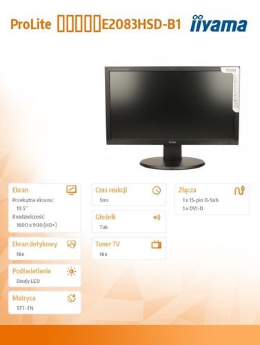 Monitor 19.5 E2083HSD-B1 DVI-D/DSUB/GŁOŚNIKI na Arena.pl