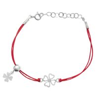 Bransoletka Sznurkowa Celebrytka Koniczynki Srebro 925