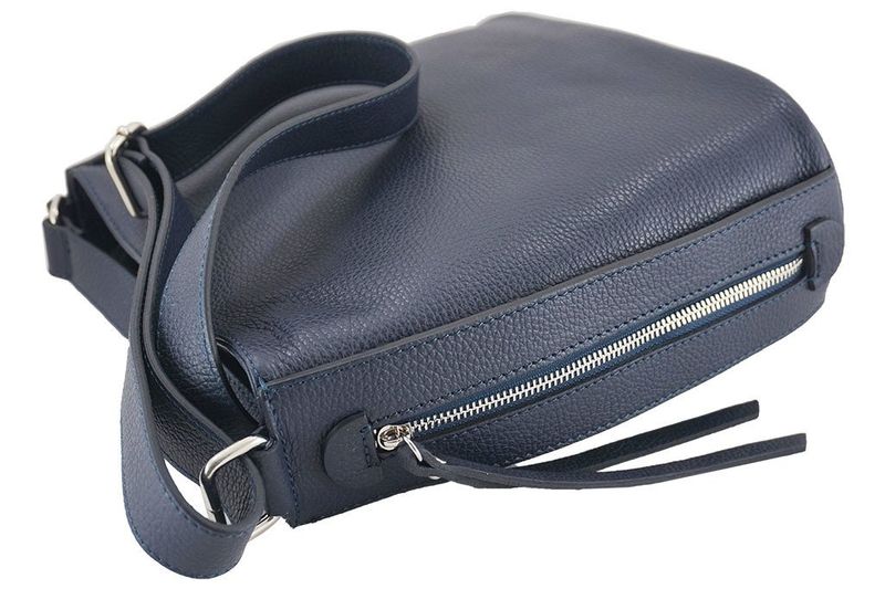 Praktyczna i stylowa listonoszka skórzana - Granatowa zdjęcie 3