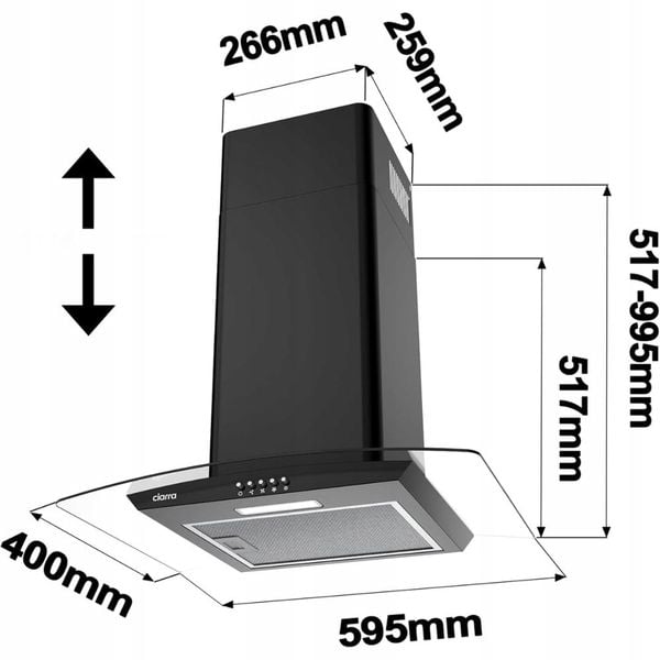 Okap ścienny Ciarra 60 cm 650m³/h CBCB6506B Czarny zdjęcie 2