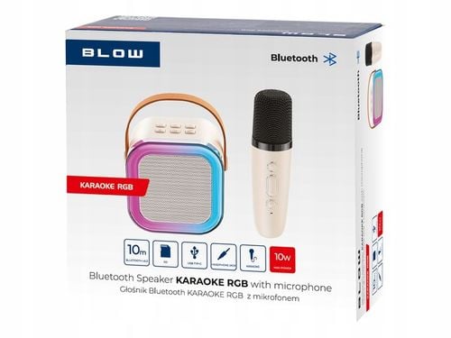 GŁOŚNIK BLUETOOTH BLOW PRZENOŚNY KARAOKE RGB MIKROFON USB SD MINI JACK na Arena.pl