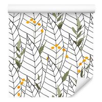 Tapeta czarno-białe liście kwiat rośliny do kuchni