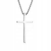 Naszyjnik Wisiorek męski damski Krzyż Katolicki Stal Chirurgiczna Srebrny