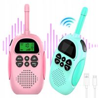 2X WALKIE TALKIE DLA DZIECI DWIE SZTUKI NIEBIESKI RÓŻOWY ZESTAW ZASIĘG 3KM