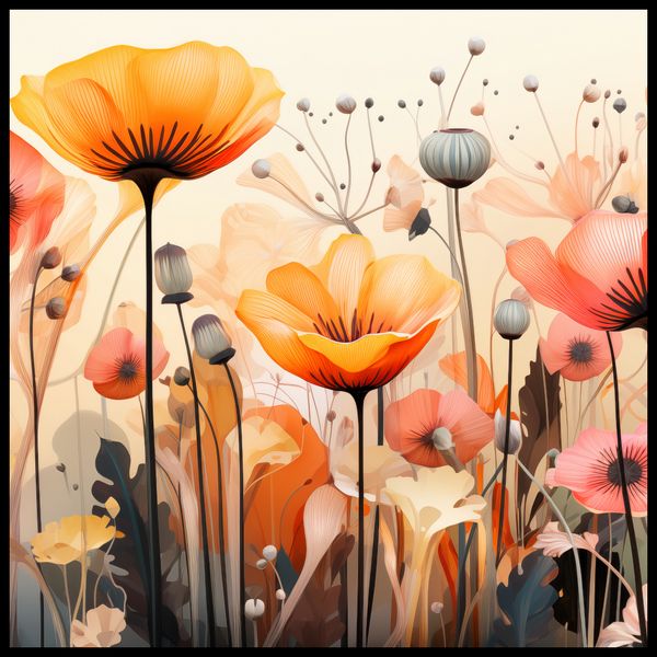 Plakat 100x100cm Taneczne Maki zdjęcie 2