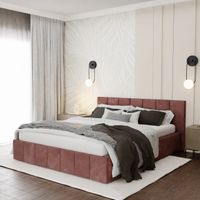 ŁÓŻKO TAPICEROWANE 160x200 ŁÓŻKO PODWÓJNE PREMIUM Z POJEMNIKIEM BRUDNY RÓŻ