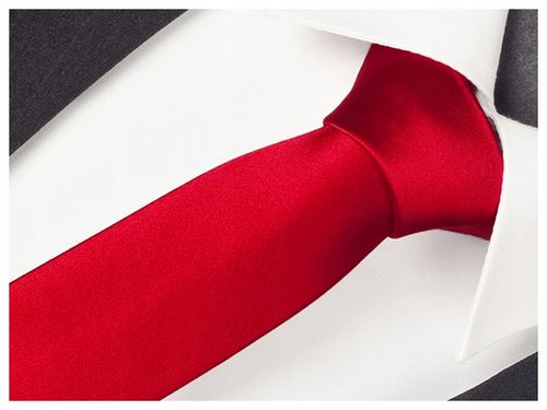GŁADKI Jednokolorowy Krawat Żakardowy Czerwony R17 na Arena.pl