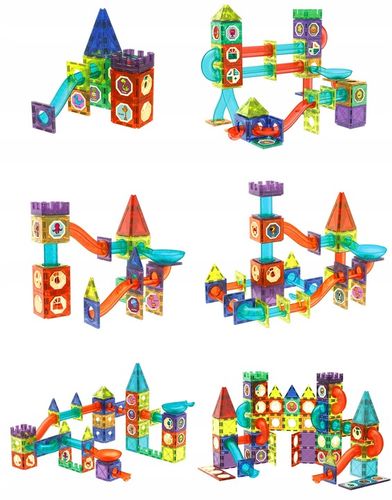 Klocki MAGNETYCZNE KONSTRUKCYJNE Tor kulkowy ŚWIECĄCY 110 el Zestaw dziecko na Arena.pl