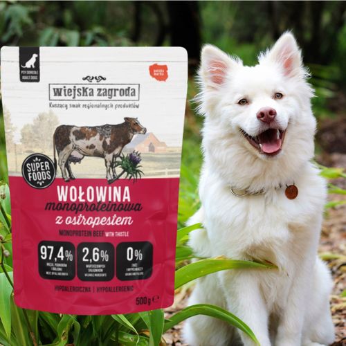 mokra karma dla psa wiejska zagroda monobiałkowa wołowina 500g na alergię na Arena.pl