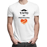 Tato do przytulania - męska koszulka z nadrukiem S Biały T-shirt - PREZENT