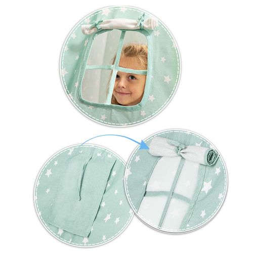 Namiot tipi dla dzieci ze światełkami - miętowe w gwiazdki na Arena.pl