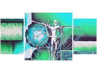 80X40CM ZEGAR ZEGAR ŚCIENNY ABSTRAKCYJNY TANIEC ZIELENI OBRAZ