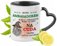 Dla Ambasadora Kubek Czarny Z Uszkiem W Kształcie Serca Na Prezent