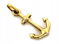 Zawieszka złota 585 kotwica długa podróż modny wzór 14k elegancki prezent