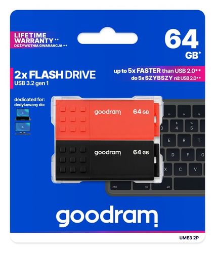 Pendrive GOODRAM 2x64GB UME3 MIX USB 3.2 dwupak na Arena.pl